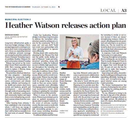 Examiner – Heather Watson Releases Action Plan